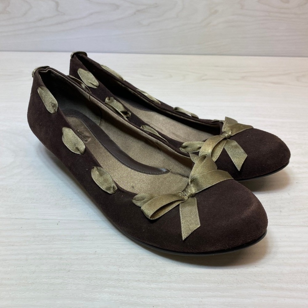 Seychelles Womens 8 Kitten Heels Pump Brown Suede Ribbon Bow Vintage Retro Shoe